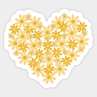 Golden Flower Heart (white background) Sticker